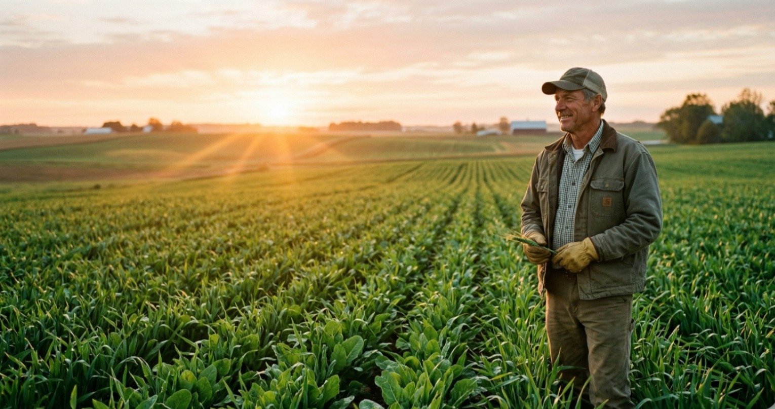 Crop field visual representing Simba agro support